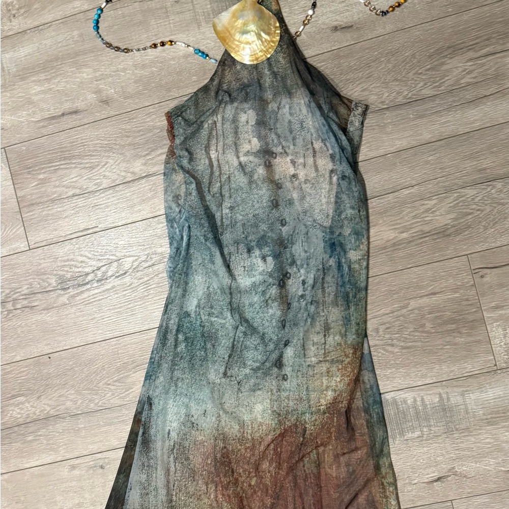 Jaded London Vida Backless Maxi Dress With Shell Trim in Marine - Picture 6 of 6